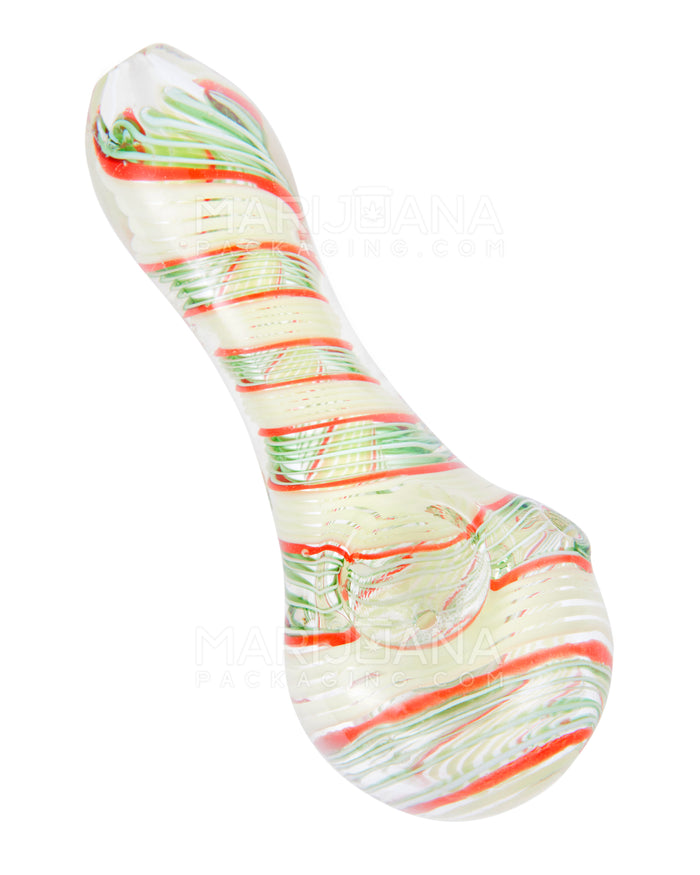 Spiral & Striped Spoon Hand Pipe | 4in Long - Glass - Assorted Image