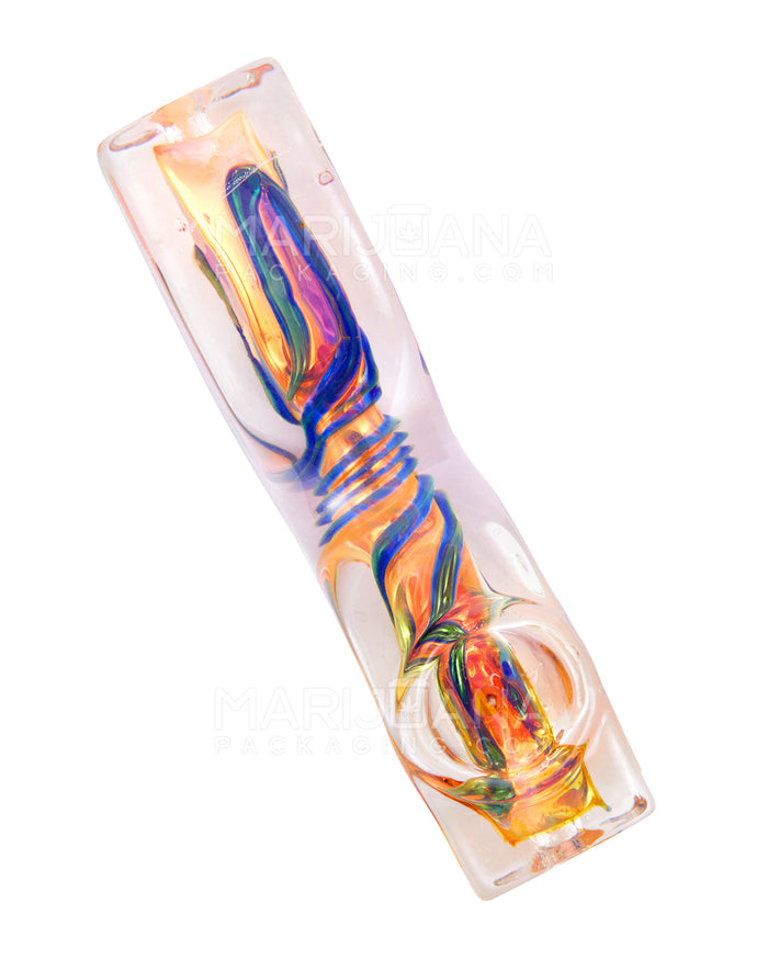 Swirl & Mixed Fumed Double Ended Rectangular Hand Pipe | 4.5in Long - Glass - Assorted Image