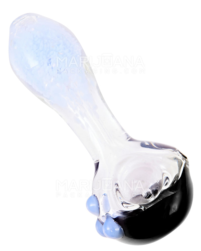 Frit Spoon Hand Pipe w/ Painted Head & Triple Knockers | 4.5in Long - Glass - Assorted Image