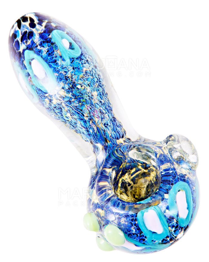 Frit & Swirl Design Spoon Hand Pipe w/ Triple Knockers | 4.5in Long - Glass - Assorted Image