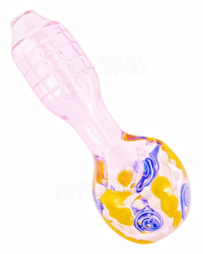 Swirl & Speckled Waffle Spoon Hand Pipe | 4.5in Long - Glass - Assorted Image