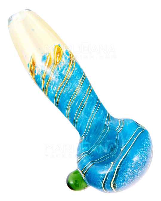 Frit & Spiral Spoon Hand Pipe w/ Knocker | 4in Long - Glass - Assorted - 1