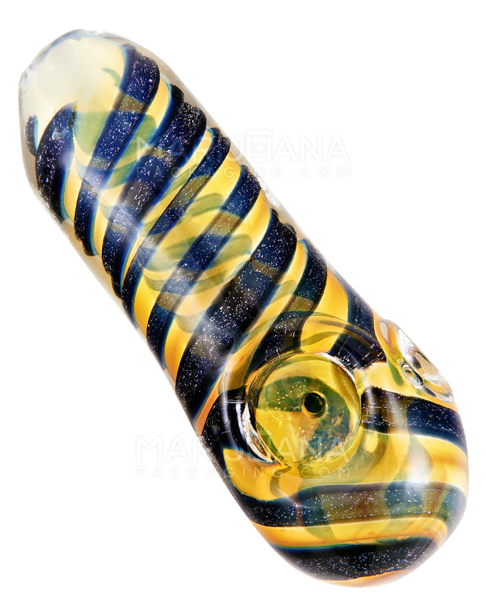 Dichro &  Fumed Spoon Hand Pipe | 4.25in Long - Glass - Gold Image