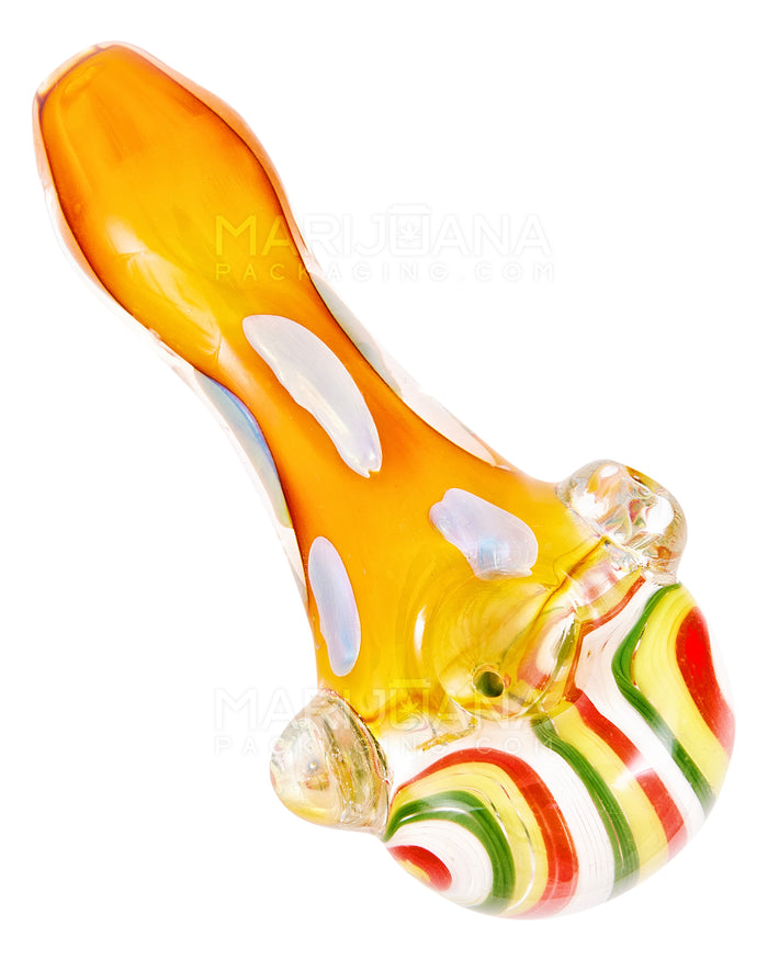 Swirl & Fumed Spoon Hand Pipe w/ Speckles & Knocker | 5in Long - Glass - Assorted Image