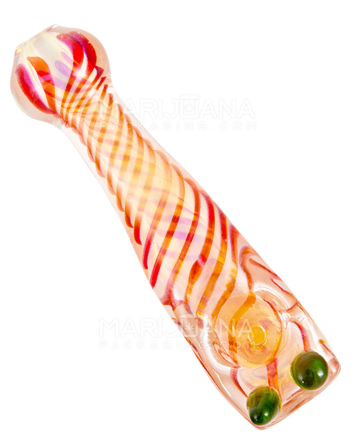 Spiral & Fumed Baseball Bat Hand Pipe w/ Double Knockers | 4.5in Long - Glass - Assorted Image