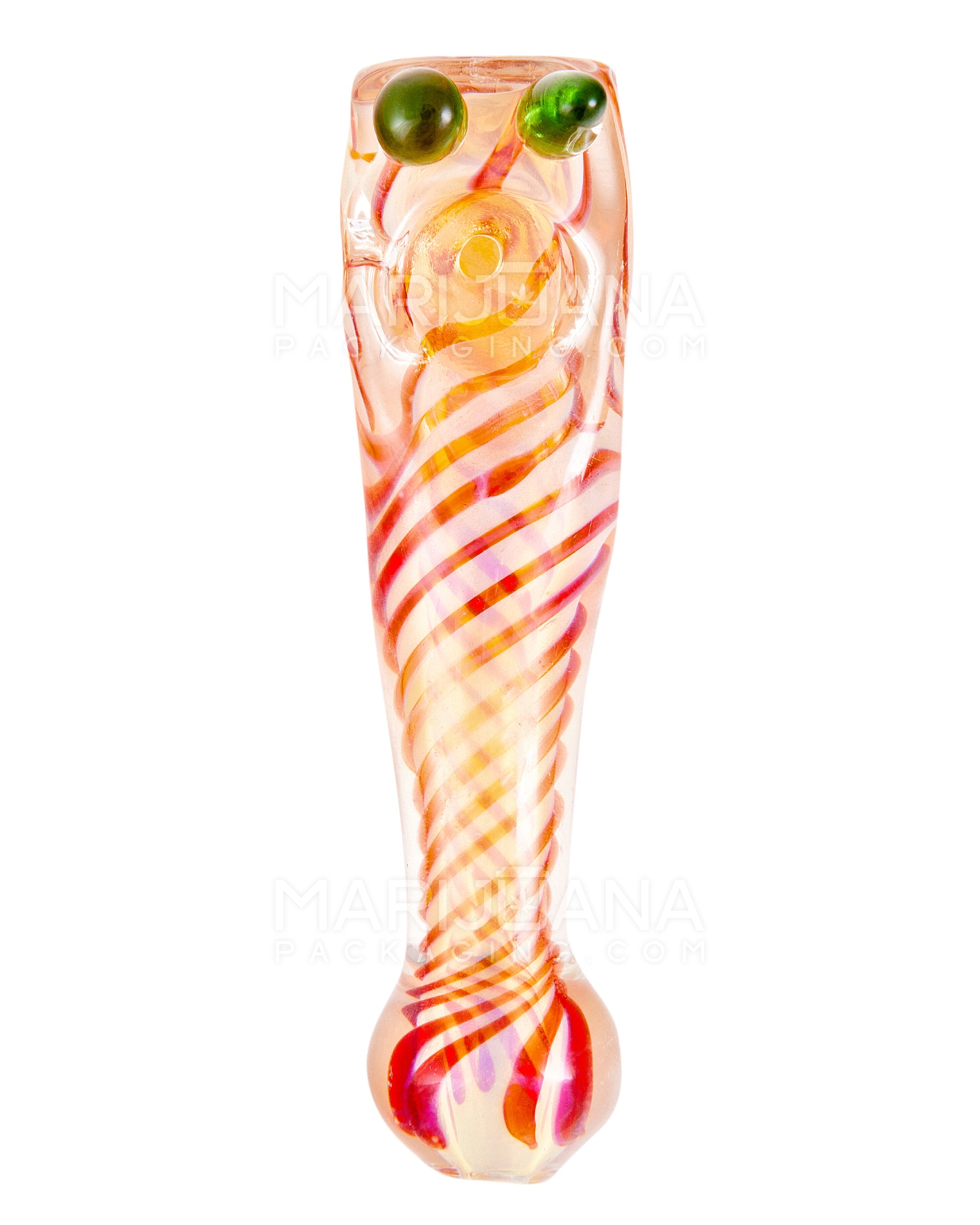 Spiral & Fumed Baseball Bat Hand Pipe w/ Double Knockers | 4.5in Long - Glass - Assorted - 2