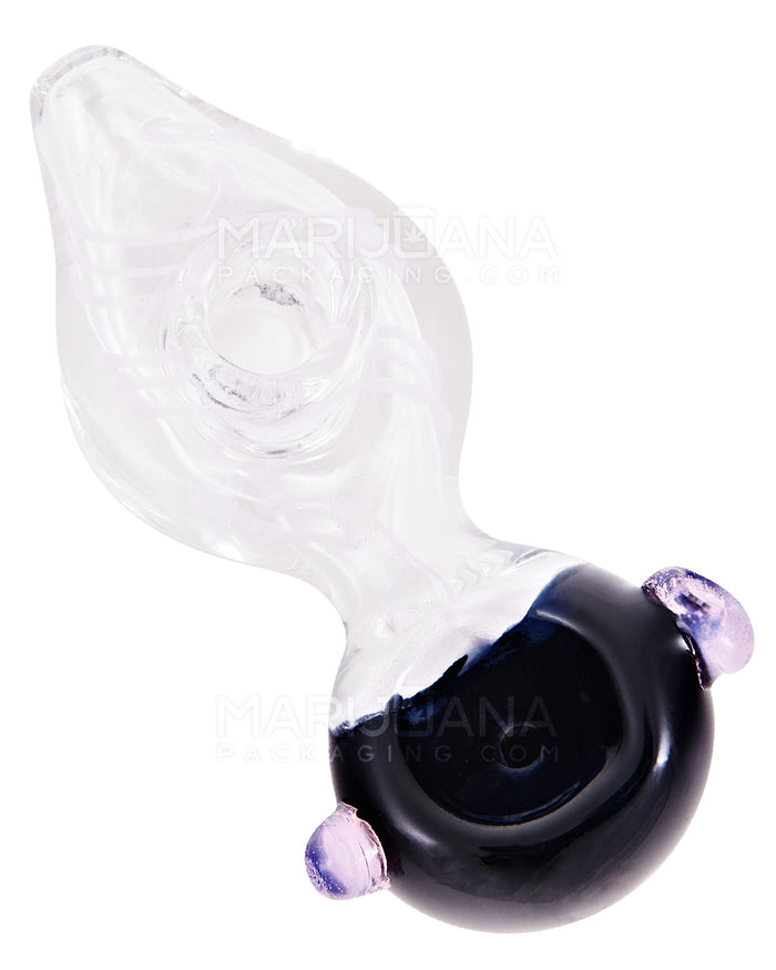 Donut Mouth Spiral Spoon Hand Pipe w/ Colored Bowl & Knocker | 3.25in Long - Glass - Assorted Image