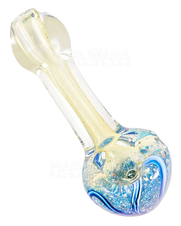 Frit & Fumed Spoon Hand Pipe w/ Swirls | 3.5in Long - Glass - Assorted Image