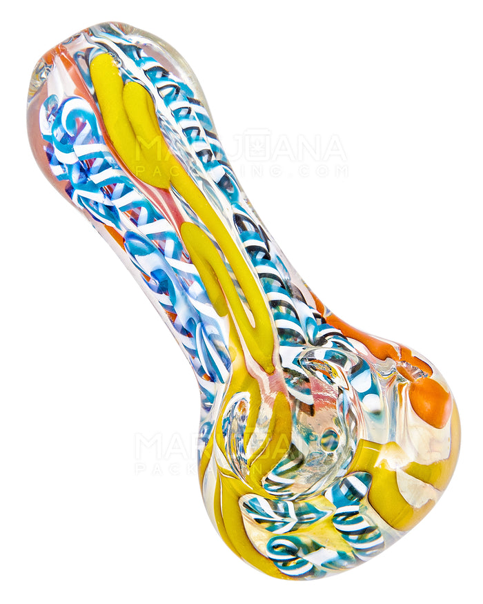 Swirl & Ribboned Spoon Hand Pipe | 3.5in Long - Glass - Assorted Image