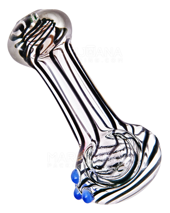 Spiral & Fumed Spoon Hand Pipe w/ Triple Knockers | 3.5in Long - Glass - Assorted Image