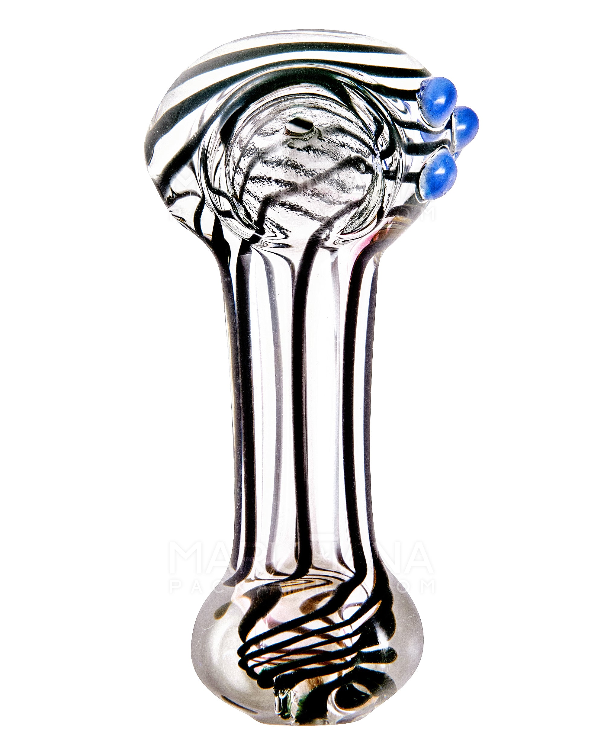 Spiral & Fumed Spoon Hand Pipe w/ Triple Knockers | 3.5in Long - Glass - Assorted - 2