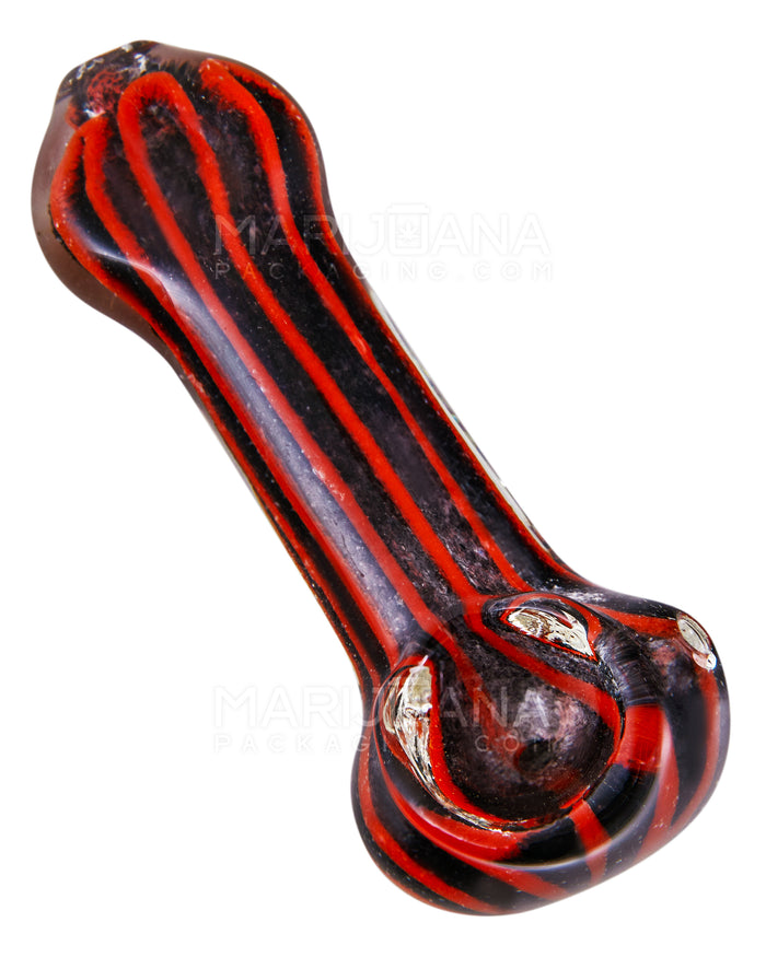 Striped & Frit Spoon Hand Pipe | 3.5in Long - Glass - Assorted Image