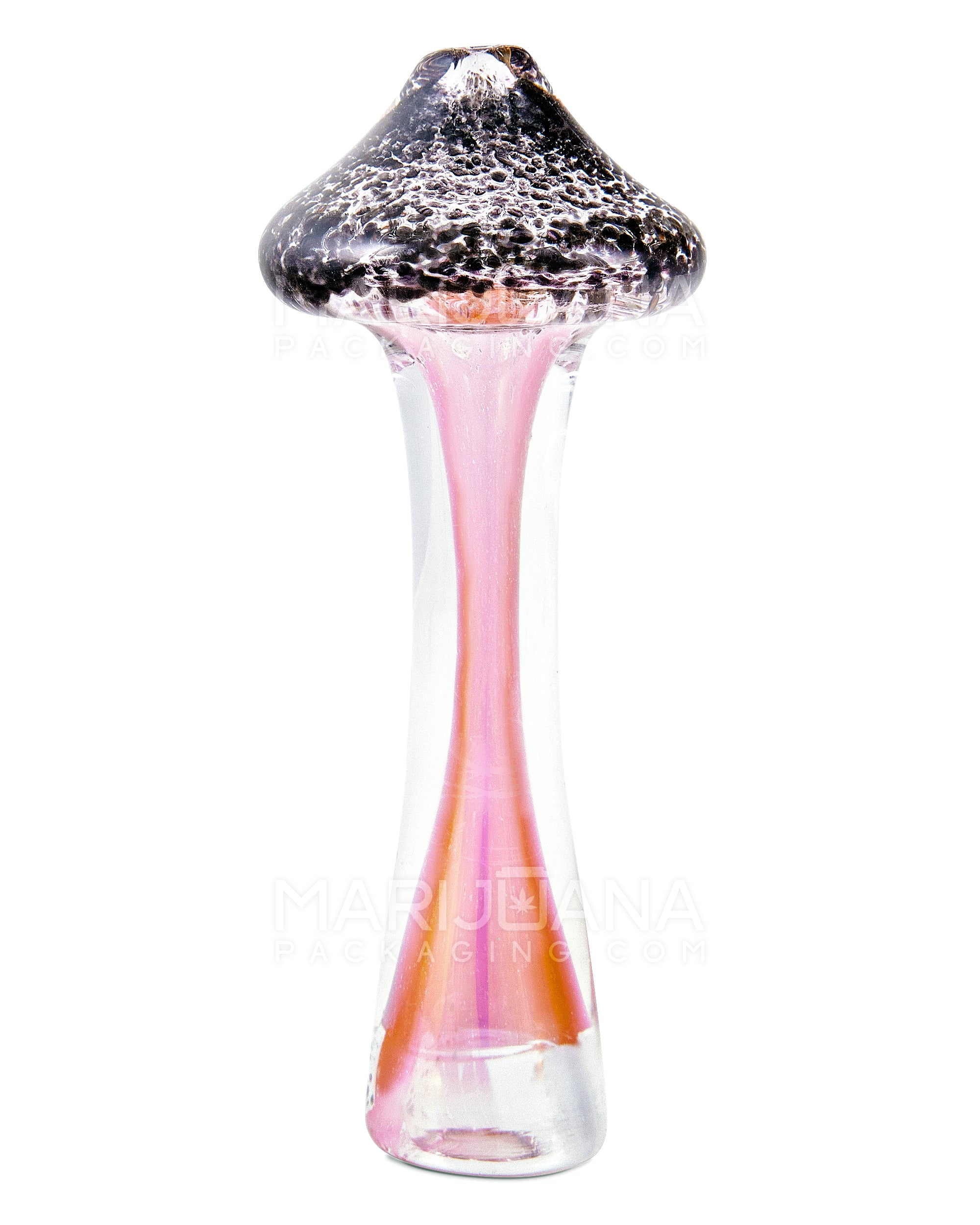 Frit & Fumed Mushroom Chillum Hand Pipe | 3in Long - Glass - Assorted - 6