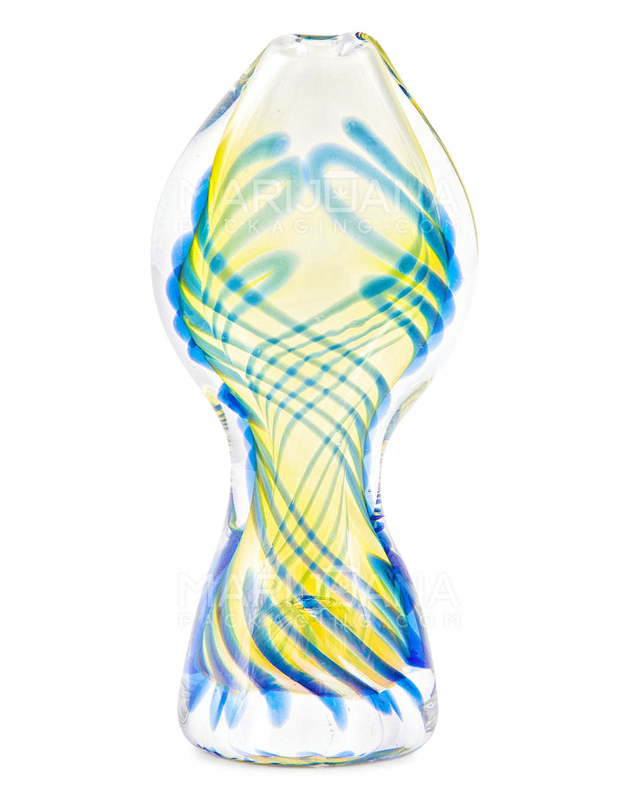 Swirl & Fumed Flat Mouth Chillum Hand Pipe | 3in Long - Glass - Blue Image