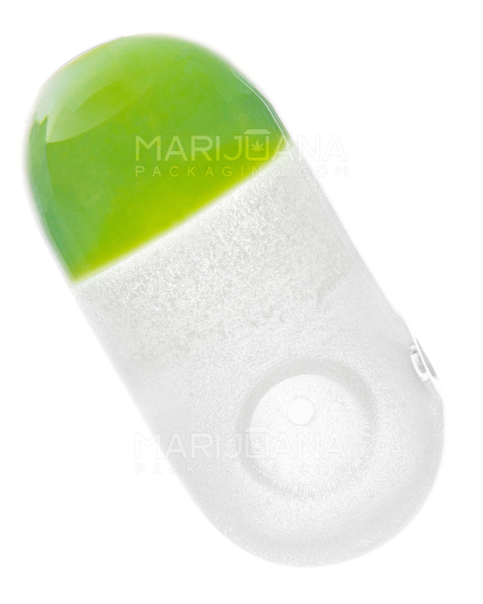 Glow-in-the-Dark | Colored Mouth Pill Hand Pipe | 3.5in Long - Glass - Assorted Image