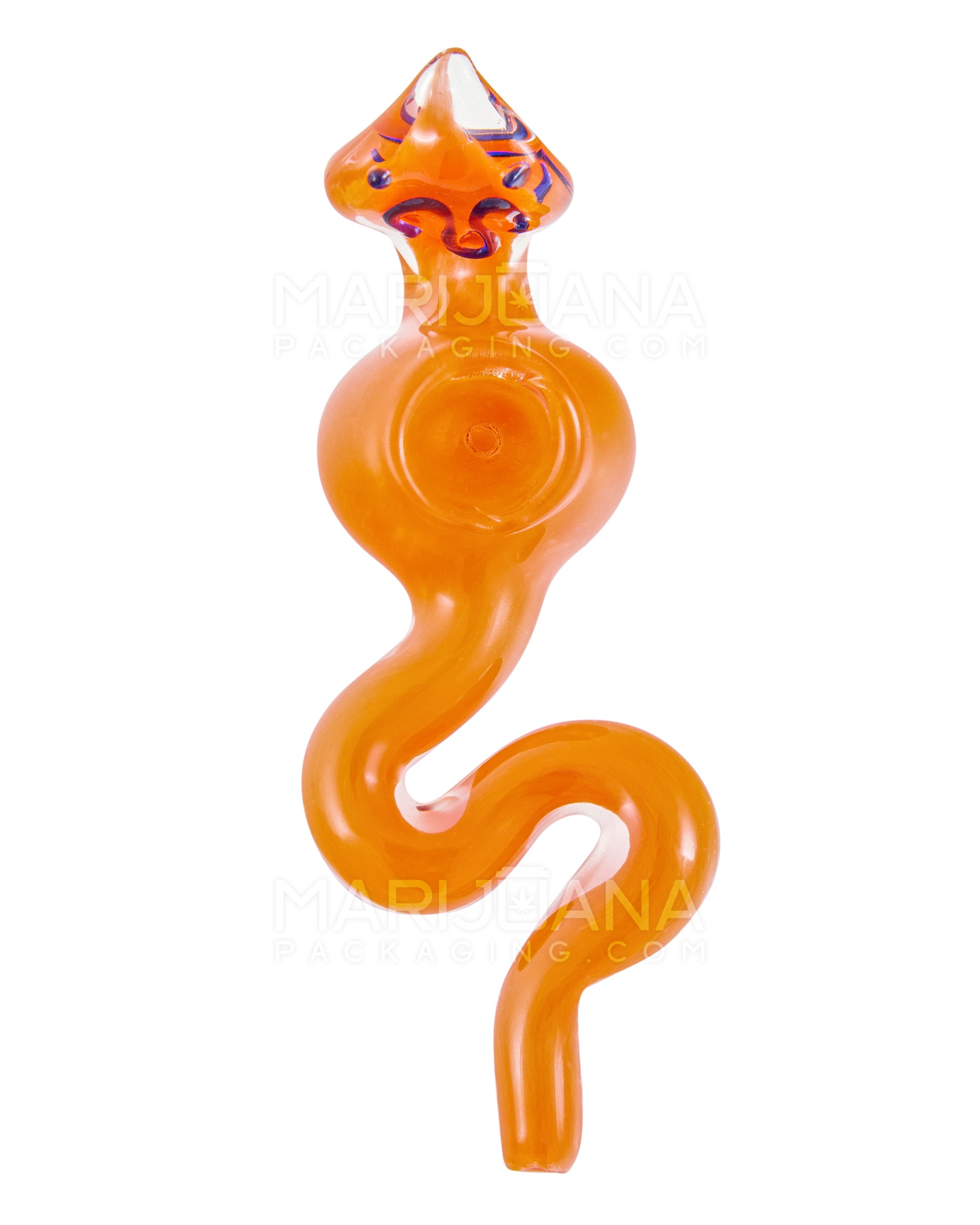 Frit Snake Hand Pipe w/ Swirls | 5in Long - Glass - Assorted - 2