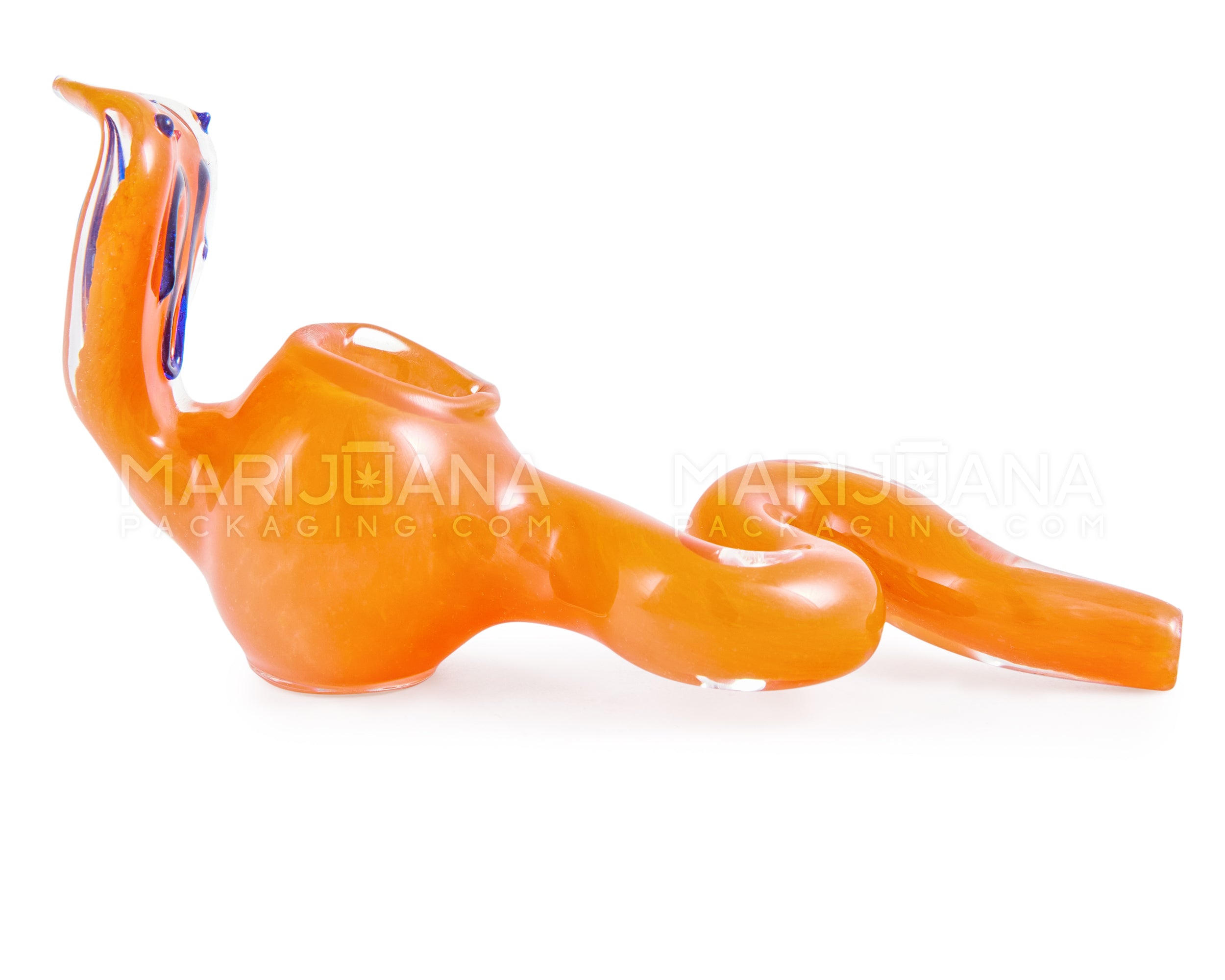 Frit Snake Hand Pipe w/ Swirls | 5in Long - Glass - Assorted - 5