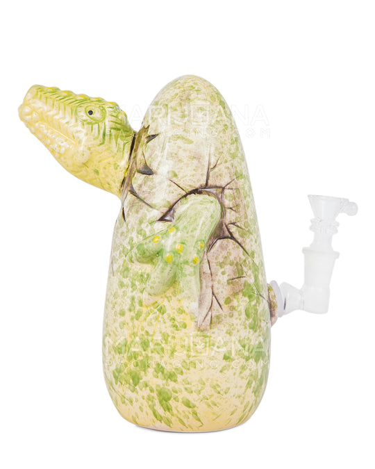 Dinosaur Raptor Egg Ceramic Pipe | 8.5in Tall - 14mm Bowl - Green - 1