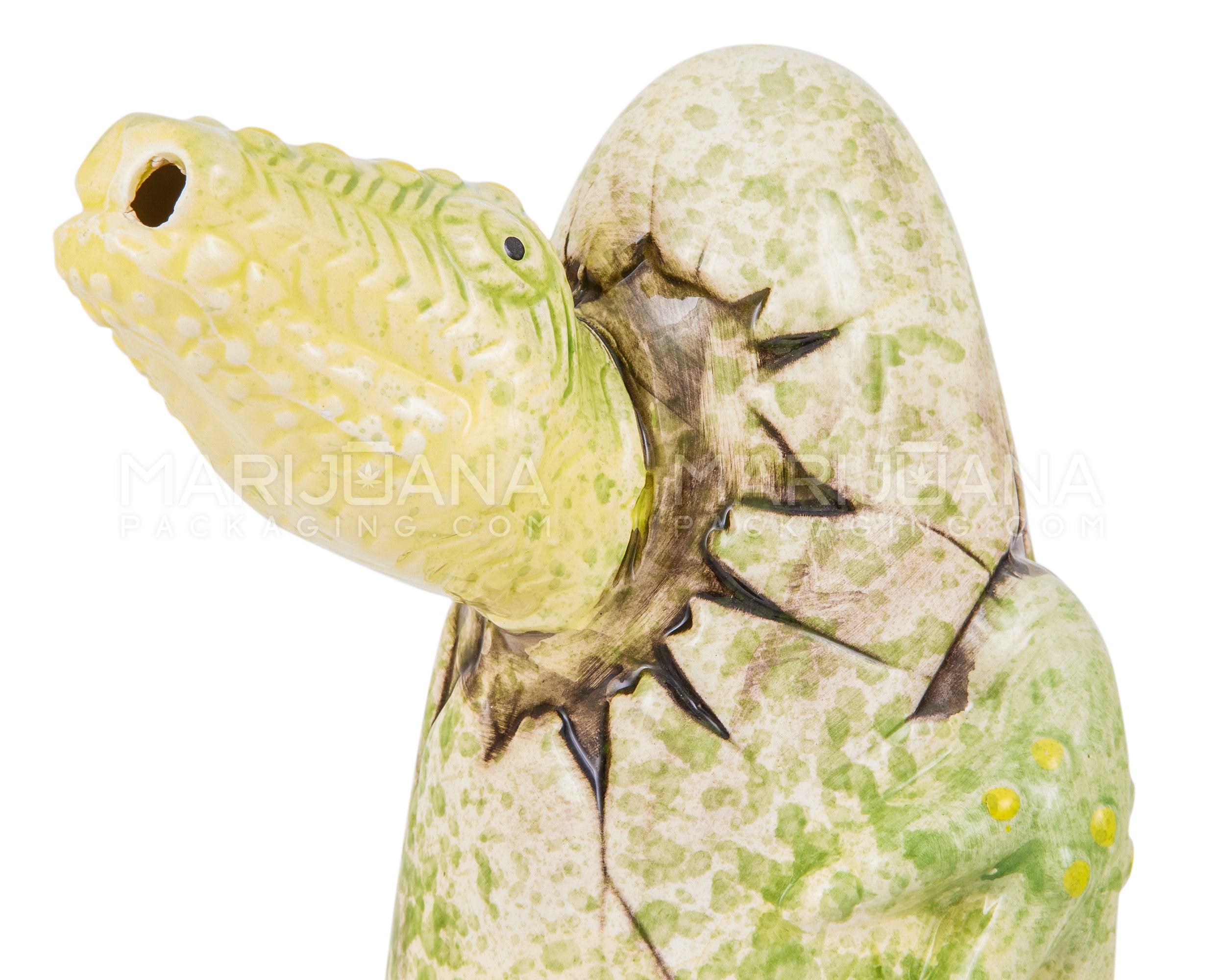 Dinosaur Raptor Egg Ceramic Pipe | 8.5in Tall - 14mm Bowl - Green - 6