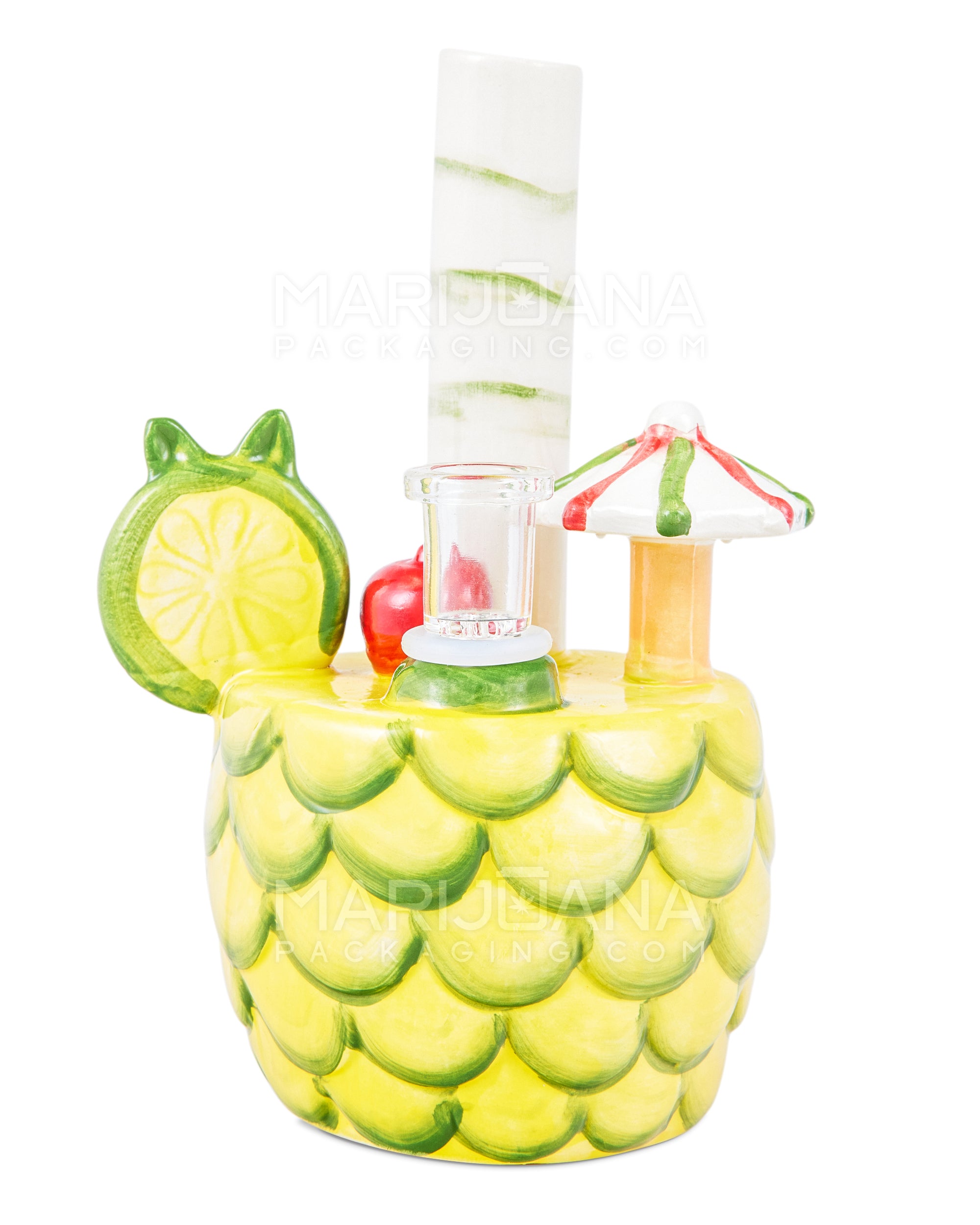 Pina Colada Pineapple Cocktail Ceramic Pipe w/ Built in Bowl | 7in Tall - 14mm Bowl - Mixed - 2