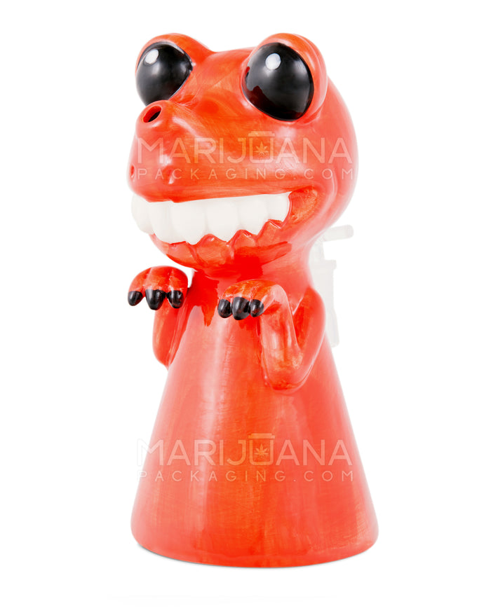 Crimson Baby Dinosaur Ceramic Pipe | 8in Tall - 14mm Bowl - Red Image