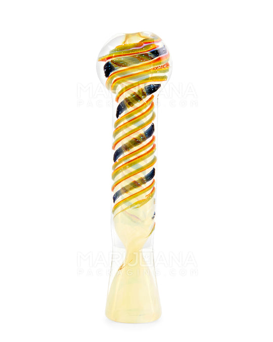 Swirl & Dichro Fumed Chillum Hand Pipe  | 3.5in Long - Glass - Assorted