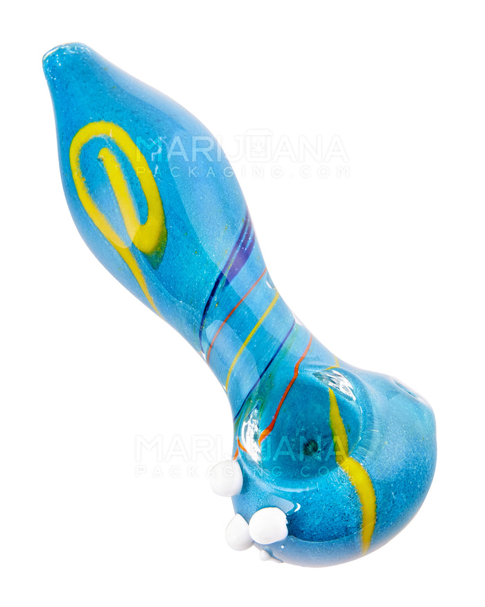 Spiral Galaxy Sherlock Hand Pipe w/ Multiple Horns | 4 in Long - Glass - Assorted Image