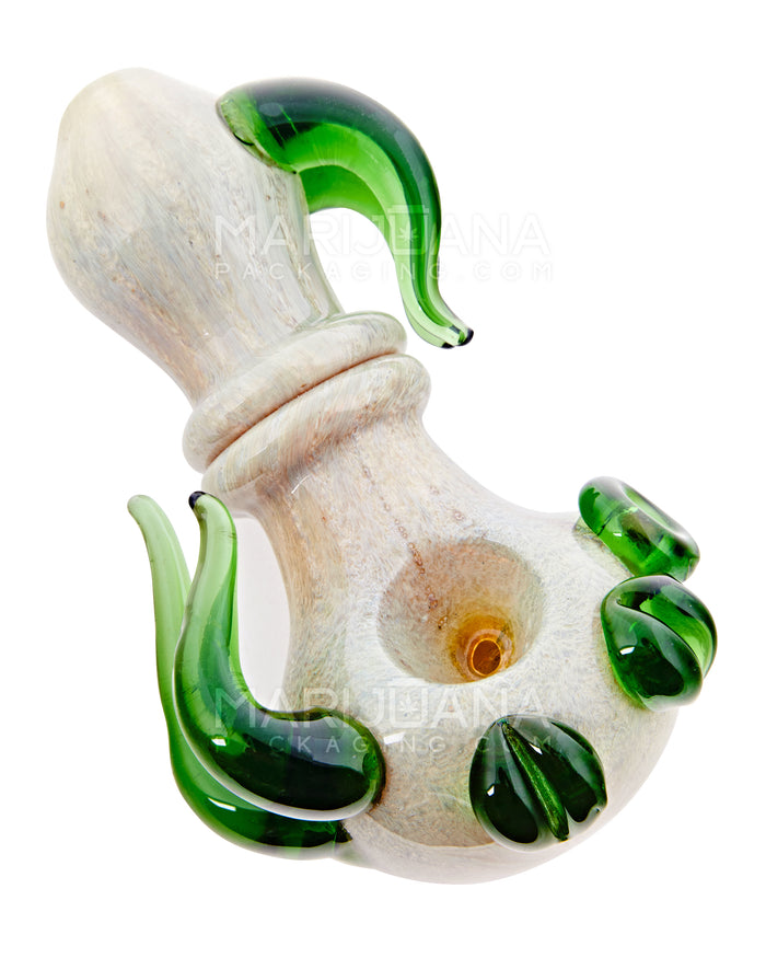 Frit Stone Spoon Hand Pipe w/ Multi Horn Accents | 4.5in Long - Glass - Assorted Image