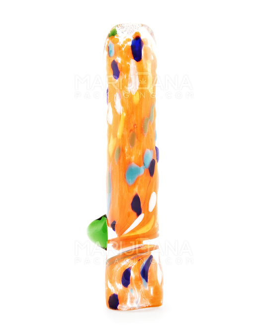 Speckled & Frit Chillum Hand Pipe w/ Single Knocker | 3.5in Long - Glass - Assorted