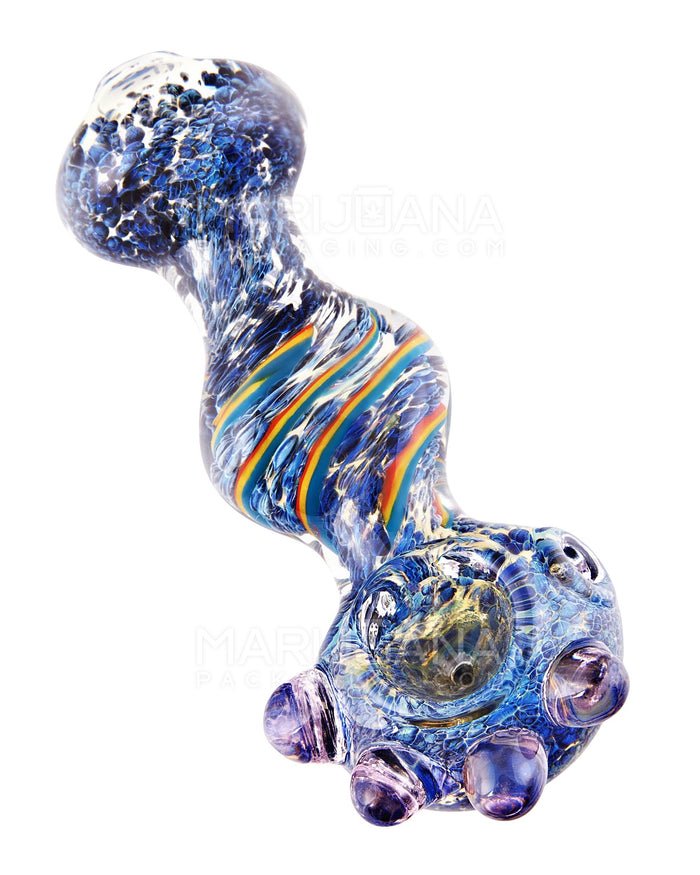 Frit & Swirl Rasta Spoon Hand Pipe w/ Triple Knockers | 5in Long - Glass - Assorted Image