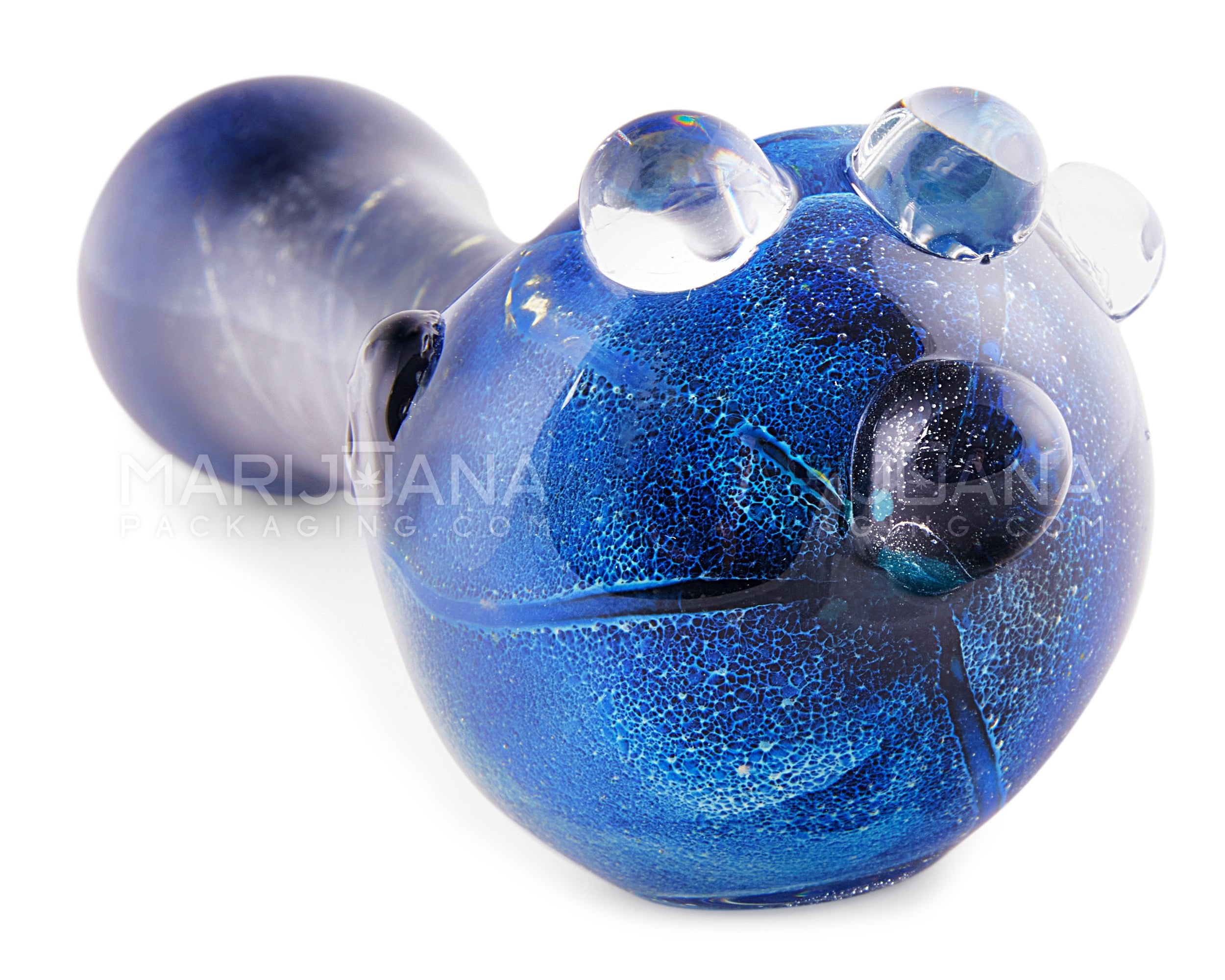 Frit Space Dust Spoon Hand Pipe w/ Multi Knockers | 4.5in Long - Glass - Assorted - 5