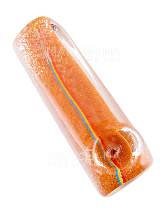 Frit & Striped Rectangle Spoon Hand Pipe | 2.5in Long - Glass - Assorted