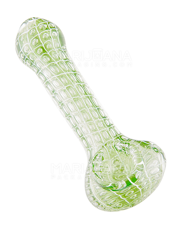 Striped Web Bubble Trap Spoon Hand Pipe | 4.5in Long - Glass - Assorted Image