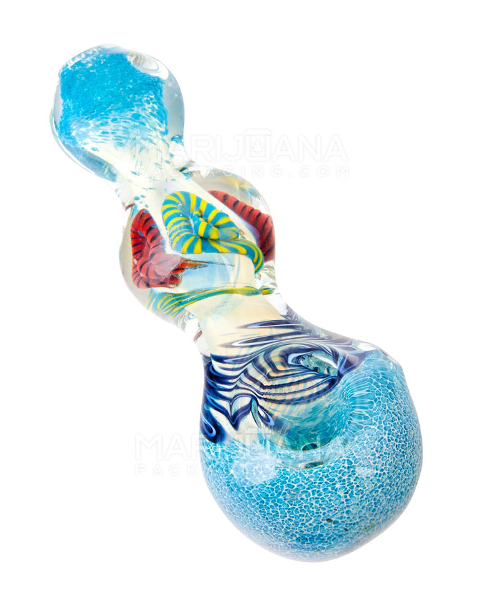 Frit & Fumed Spoon Hand Pipe w/ Ribboning | 4.5in Long - Glass - Assorted Image