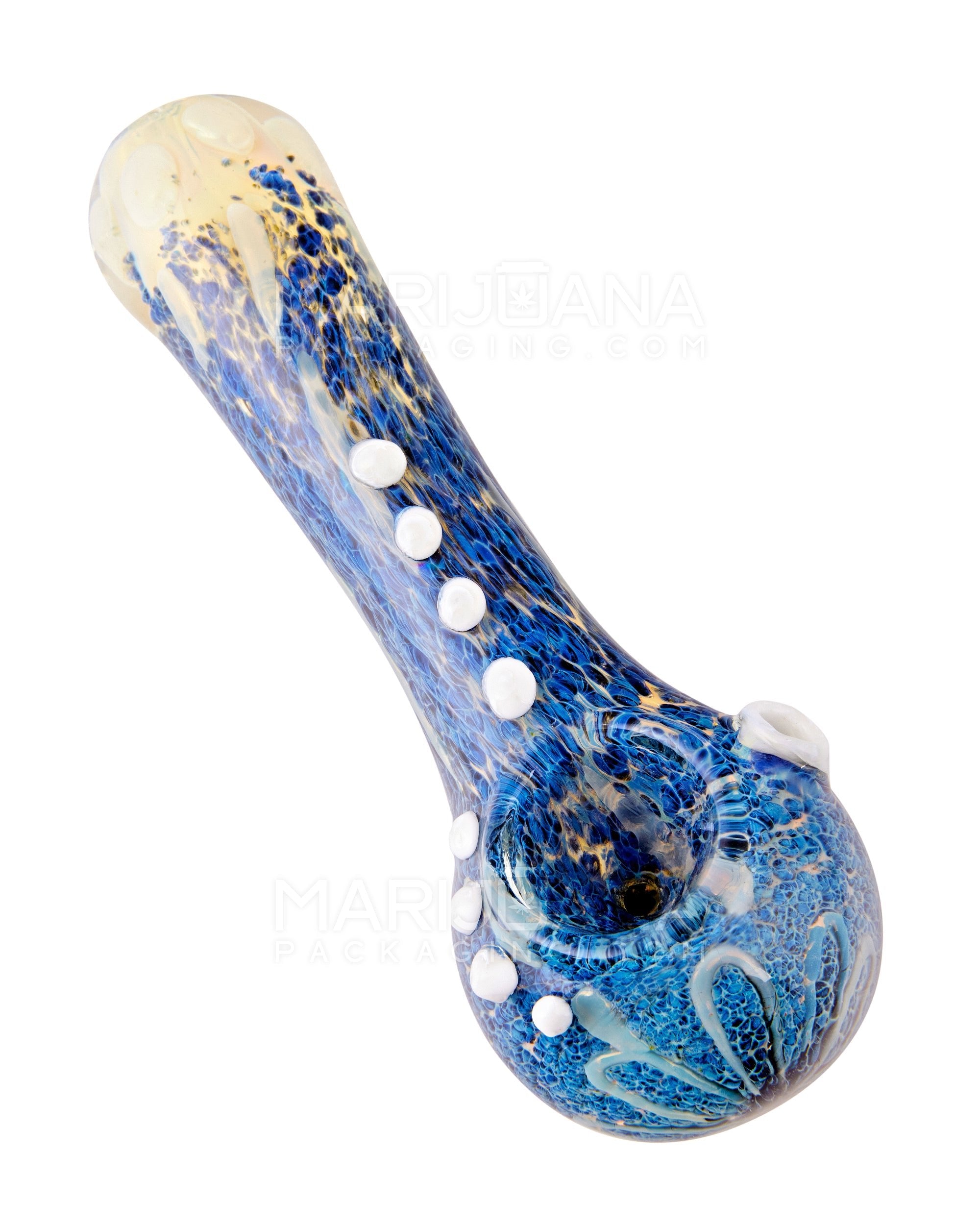 Frit & Swirl Spoon Hand Pipe w/ Multi Knockers | 5in Long - Glass - Assorted - 6