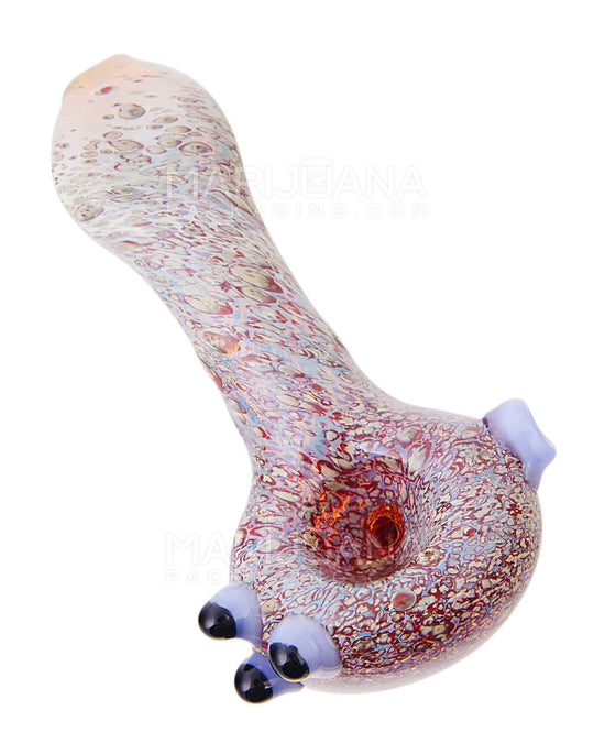 Frit & Fumed Spoon Hand Pipe w/ Triple Knockers | 4.5in Long - Glass - Assorted - 1