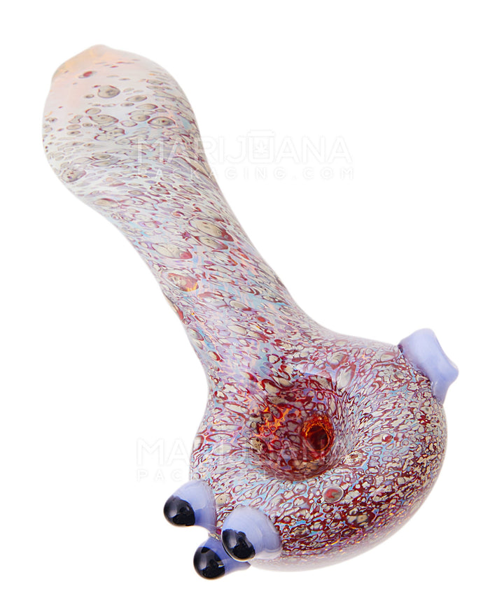 Frit & Fumed Spoon Hand Pipe w/ Triple Knockers | 4.5in Long - Glass - Assorted Image