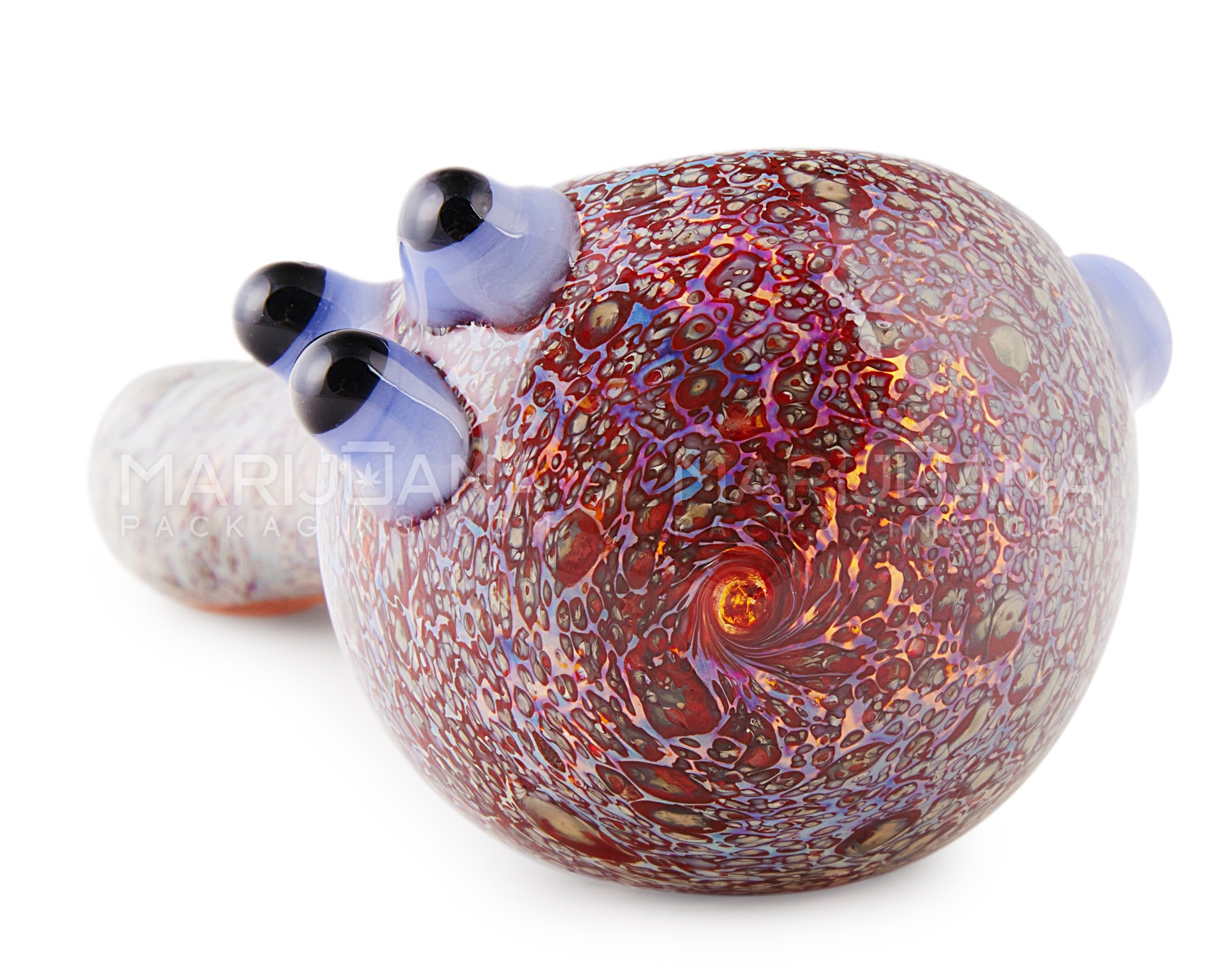 Frit & Fumed Spoon Hand Pipe w/ Triple Knockers | 4.5in Long - Glass - Assorted - 5