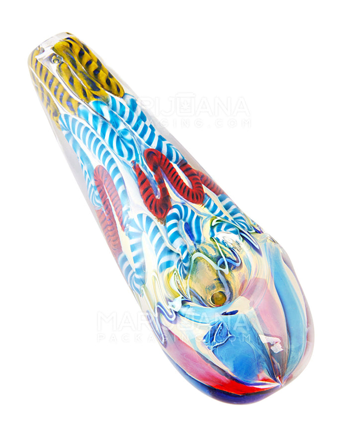 Swirl & Fumed Spoon Hand Pipe w/ Ribboning | 4.5in Long - Glass - Assorted Image