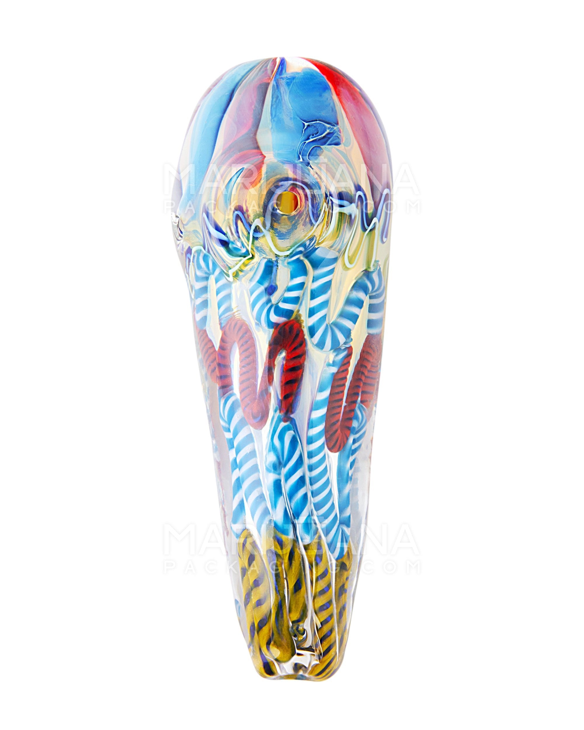 Swirl & Fumed Spoon Hand Pipe w/ Ribboning | 4.5in Long - Glass - Assorted - 2