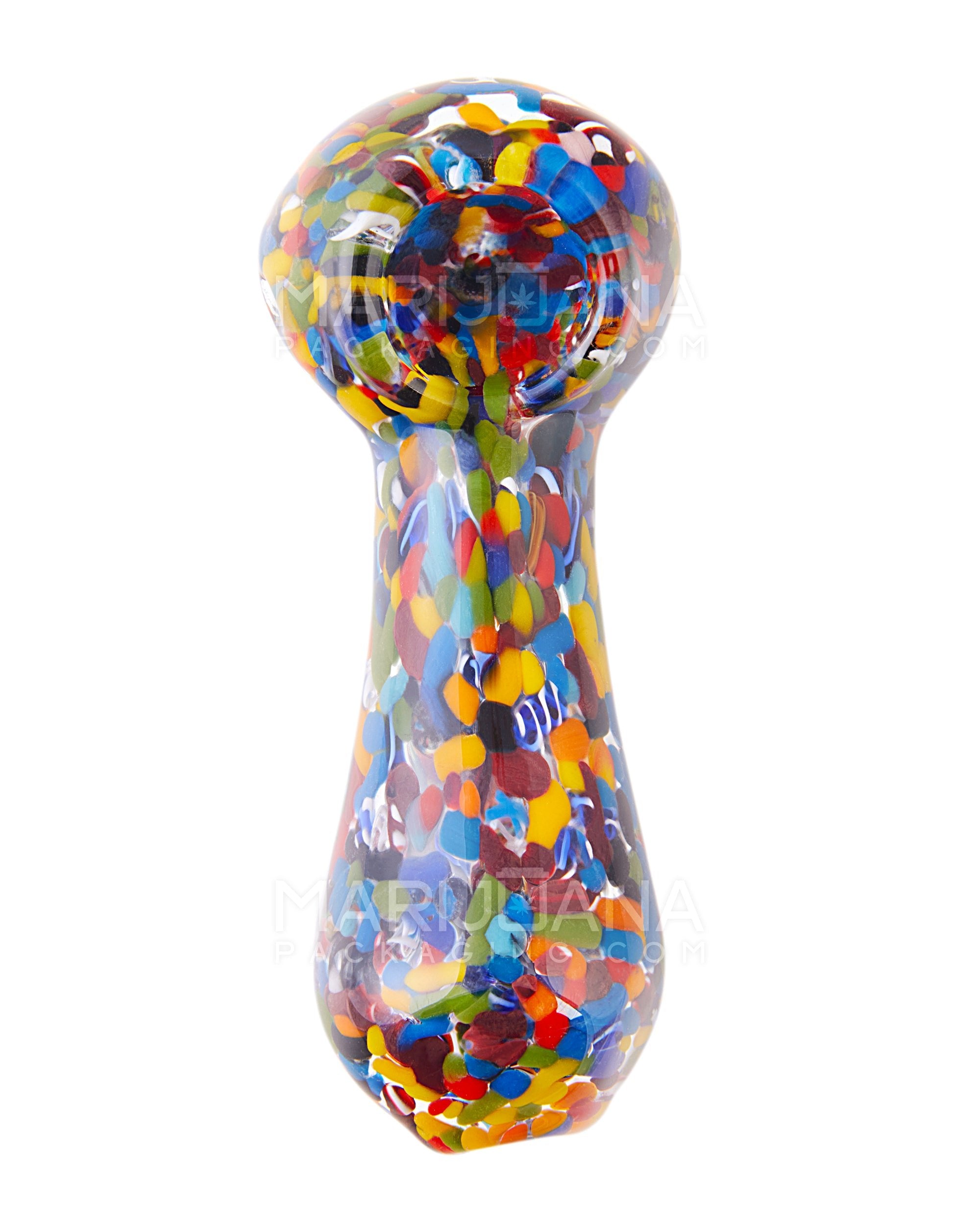 Frit & Dichro Rainbow Spoon Hand Pipe | 4in Long - Glass - Assorted - 2