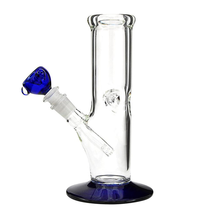 USA Glass | Straight Glass Water Pipe w/ Ice Catcher | 9in Tall - 14mm Bowl - Blue Image