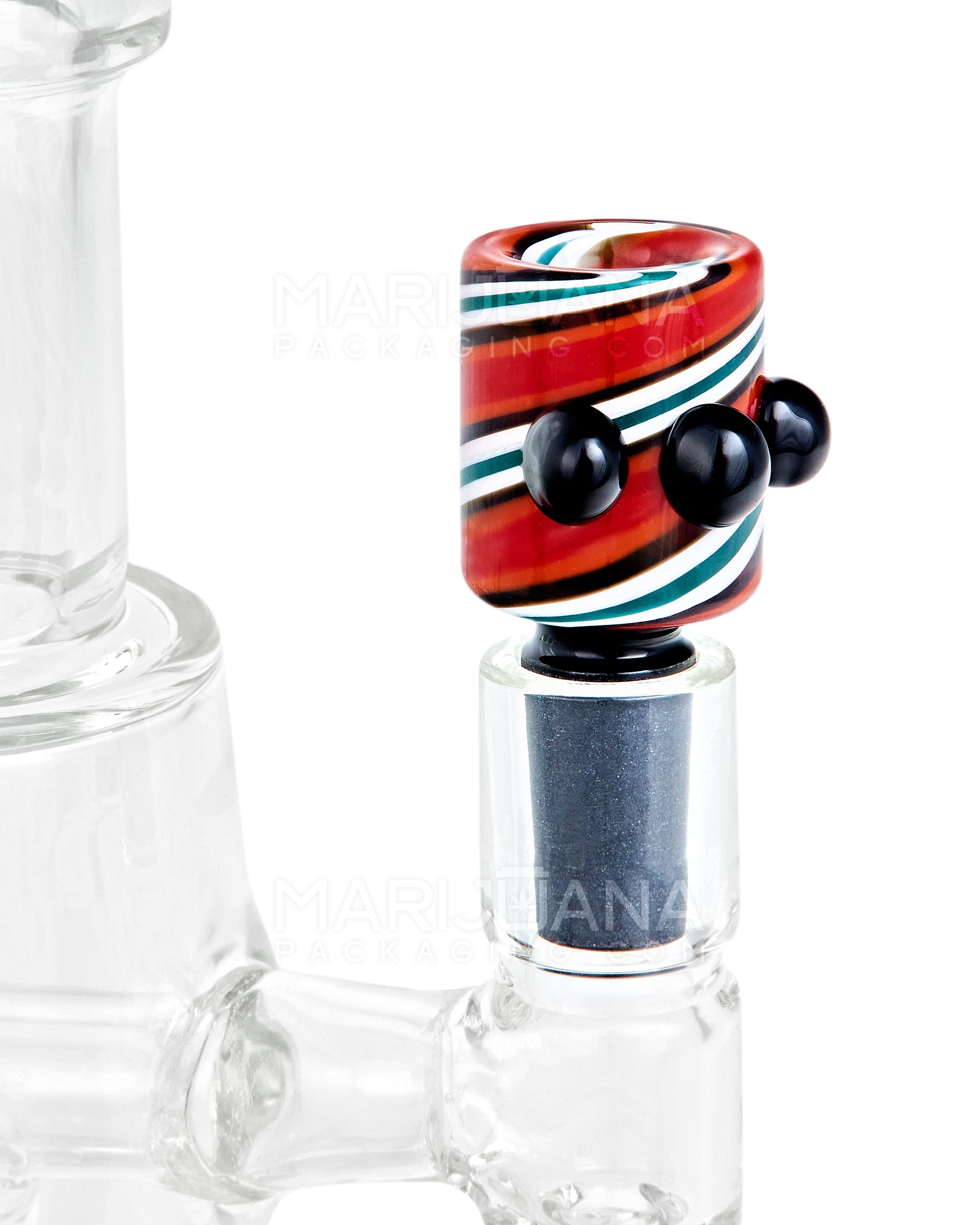 Striped Triple Knocker Bowl | Glass - 14mm Male - Assorted - 7