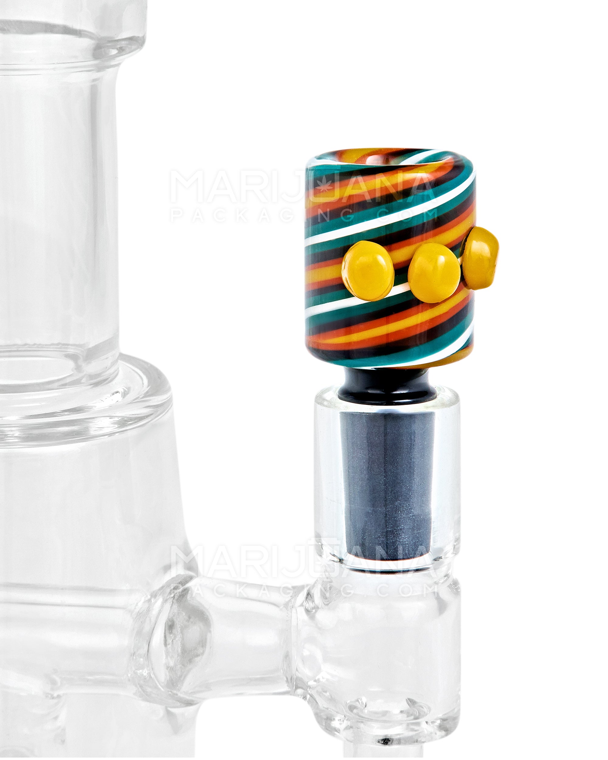 Striped Triple Knocker Bowl | Glass - 14mm Male - Assorted - 3