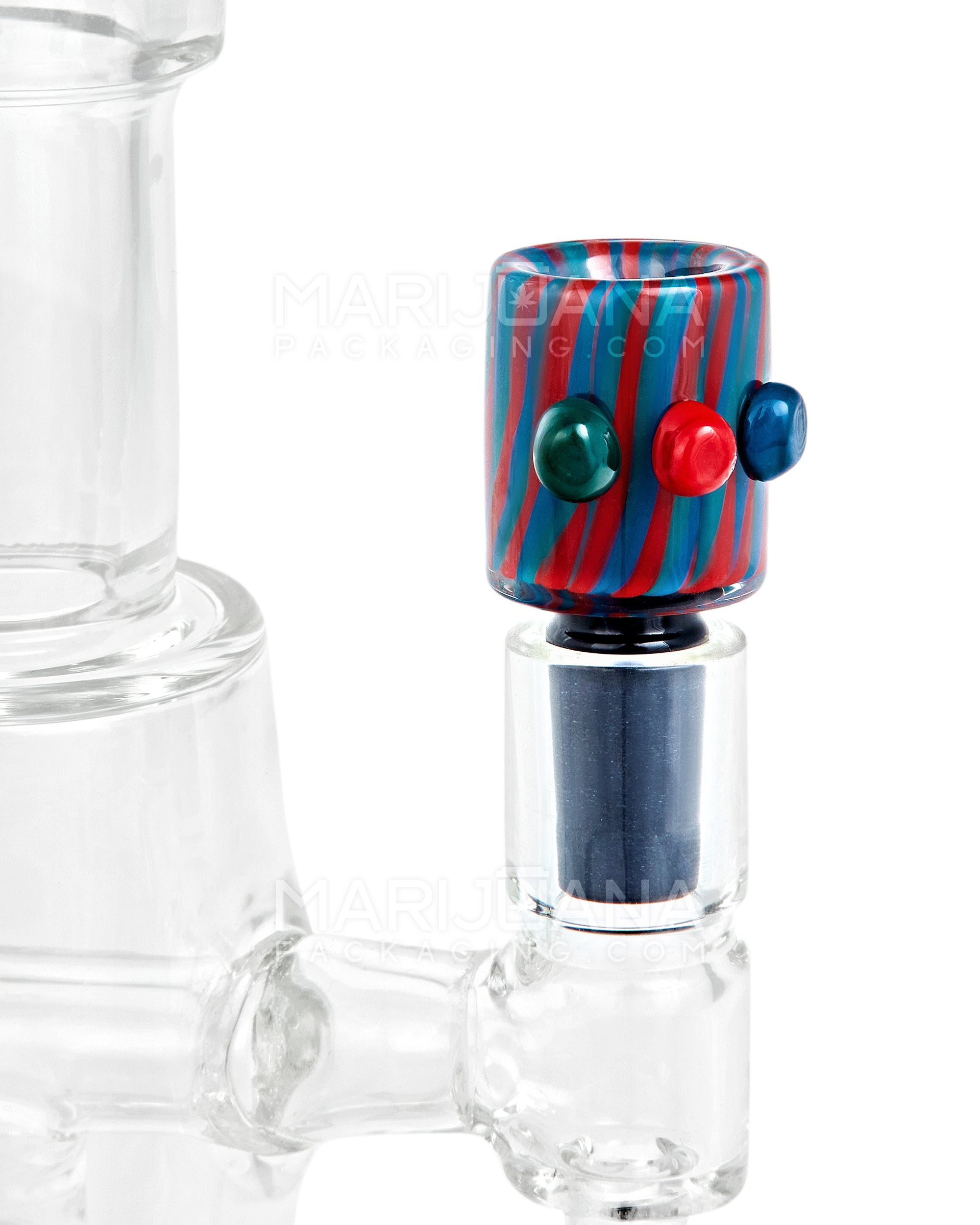 Striped Triple Knocker Bowl | Glass - 14mm Male - Assorted - 4