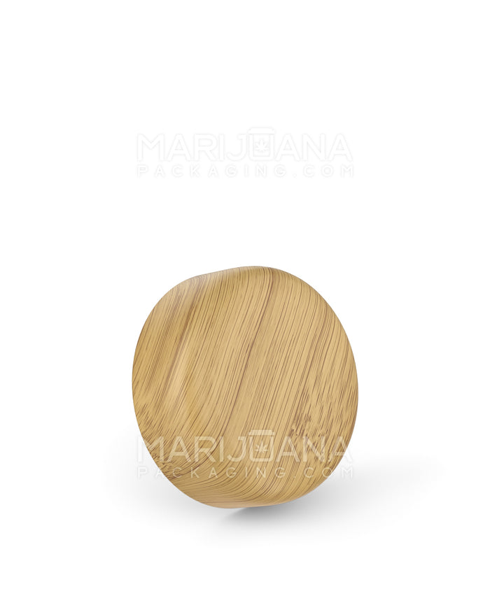 Child Resistant Dome Push Down & Turn Plastic Caps w/ Foil Liner | 38mm - Bamboo Wood | Sample Image