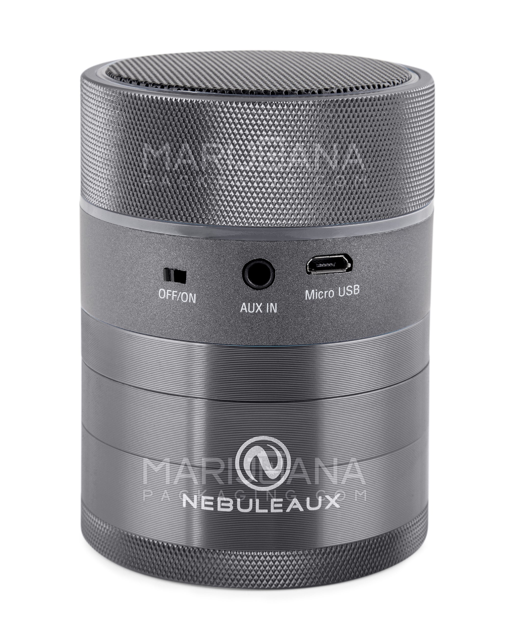 NEBULEAUX | LED Herb Grinder w/ Built-In Wireless Bluetooth Speakers | 4 Piece - 62mm - Black