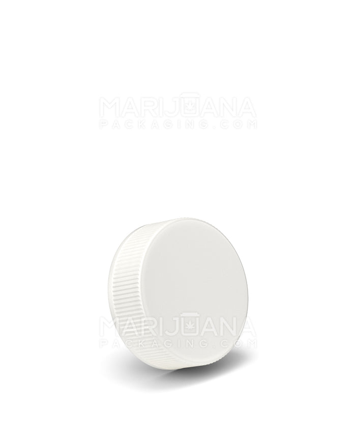 Ribbed Screw Top Flat Plastic Caps w/ Foam Liner | 28mm - Matte White | Sample Image