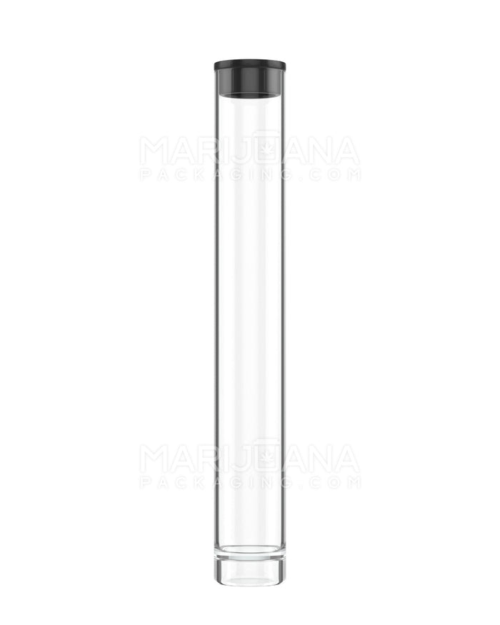 Buttonless Vape Cartridge Tube w/ Black Cap | 86mm - Clear Plastic | Sample Image