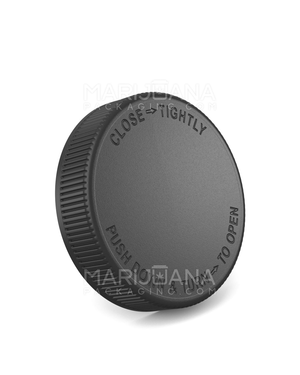 Child Resistant | Ribbed Push Down & Turn Plastic Caps | 70mm - Matte Black | Sample - 1